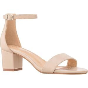 ILLUDE Womes 8.5 Nude Tan Open Toe Ankle Strap Low Block Chunky Heels Sandals